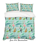 3D Cartoon Green Animal Quilt Cover Set Bedding Set Pillowcases 50- Jess Art Decoration
