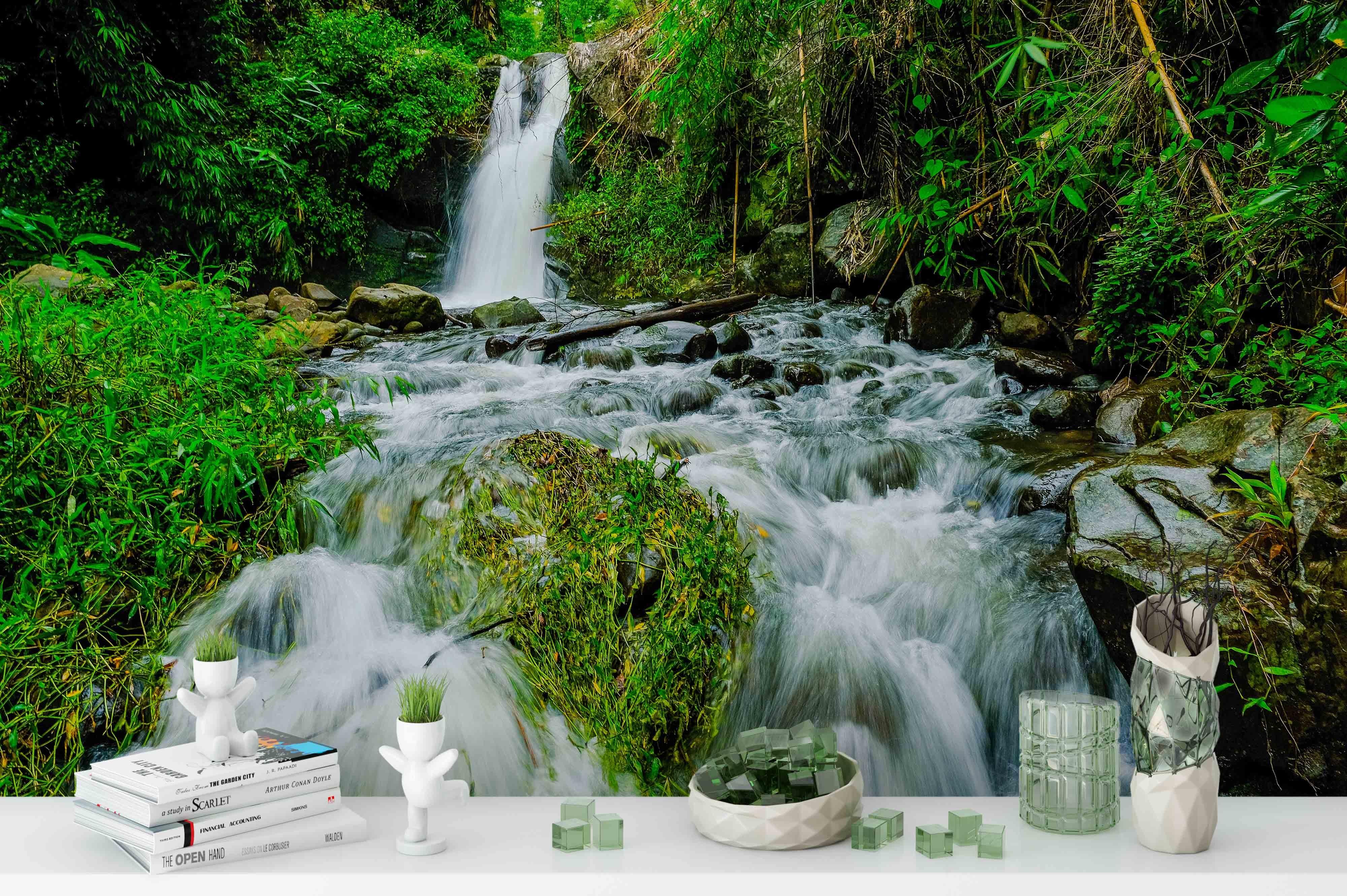 3D Waterfall Forest Jungle Wall Mural Wallpaper 56- Jess Art Decoration
