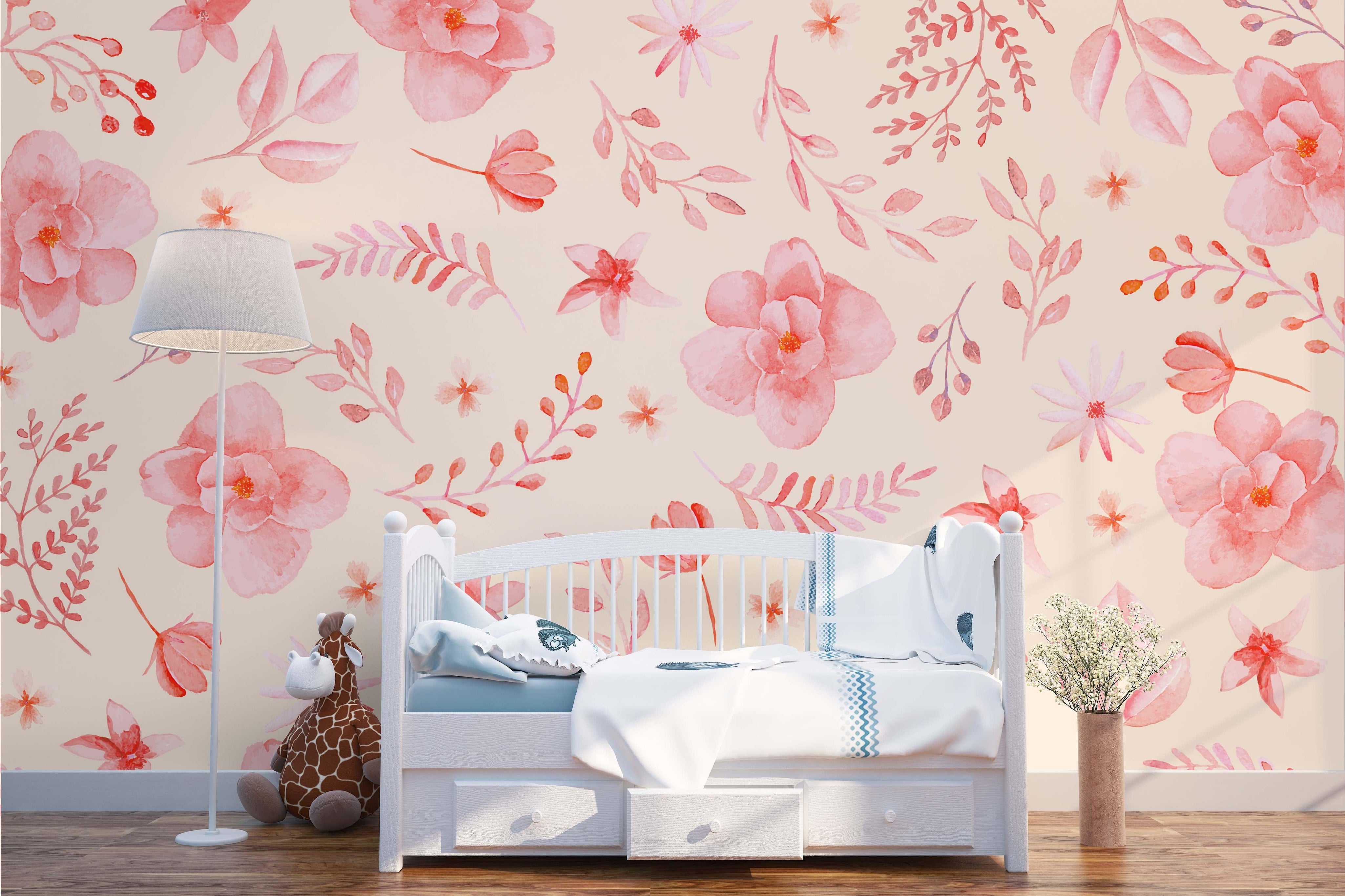 3D Watercolor Pink Floral Wall Mural Wallpaper 48- Jess Art Decoration