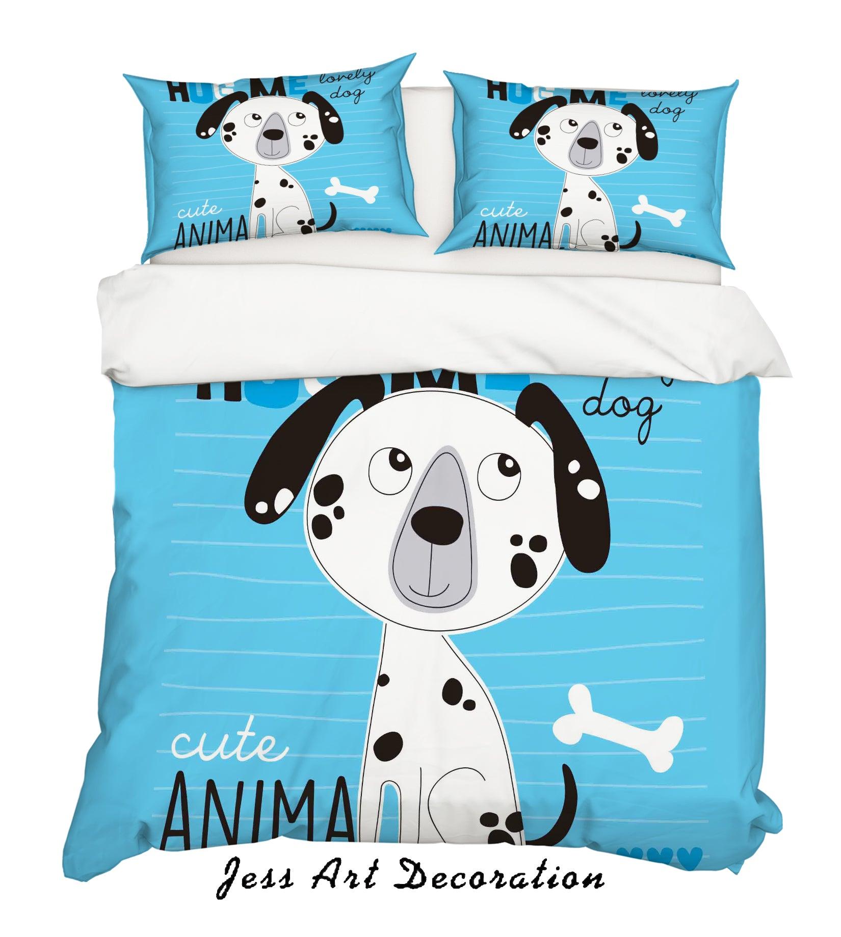 3D Cartoon Dog Blue Quilt Cover Set Bedding Set Pillowcases 166- Jess Art Decoration