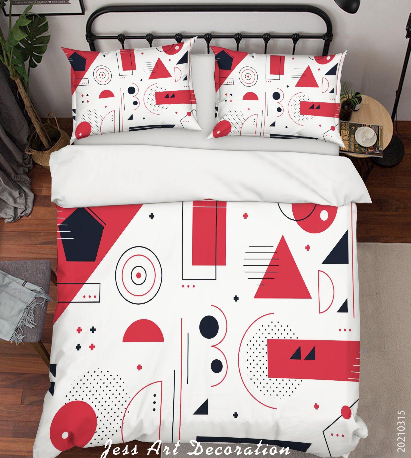 3D Abstract Red Geometric Pattern Quilt Cover Set Bedding Set Duvet Cover Pillowcases 75- Jess Art Decoration