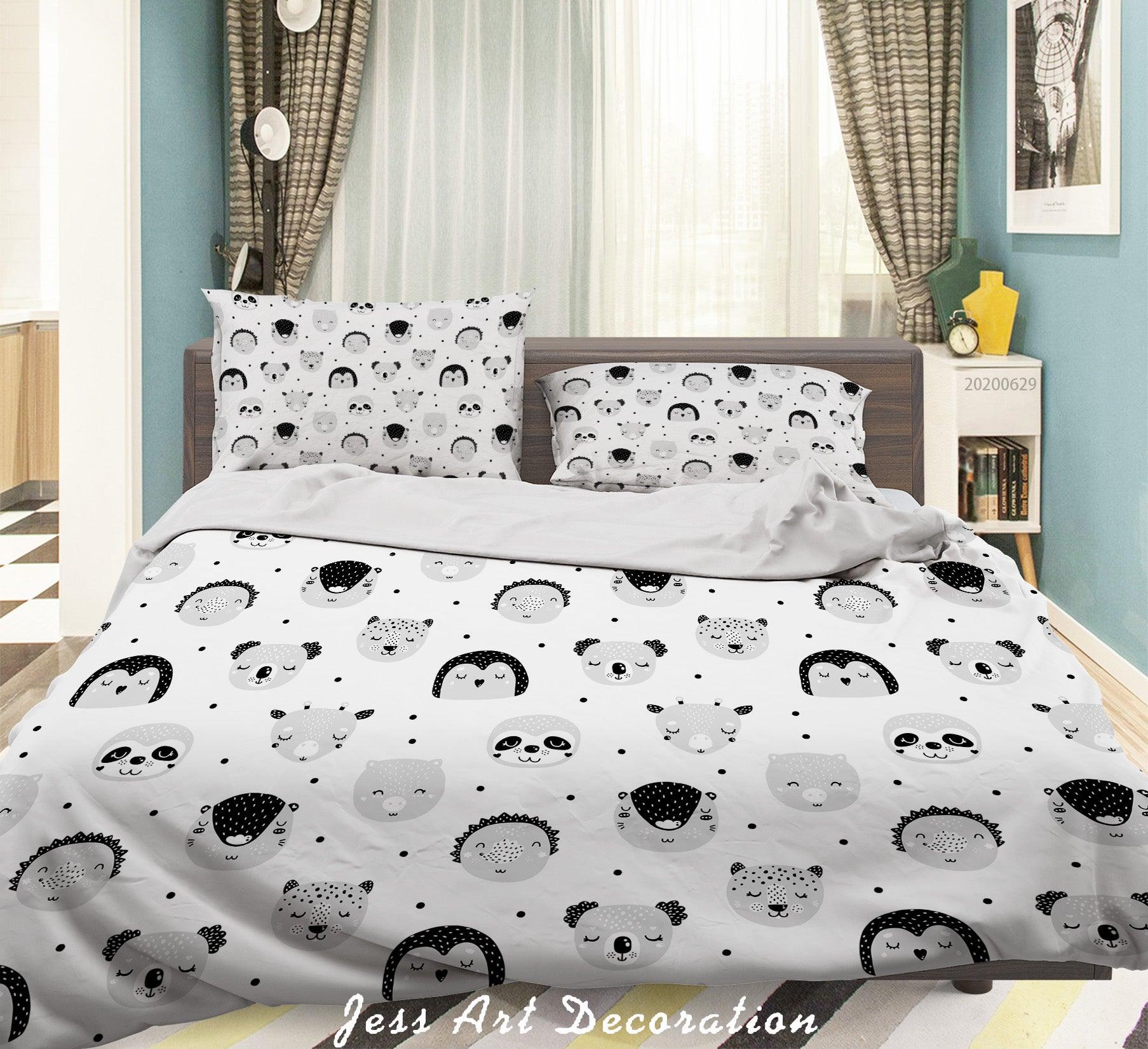 3D White Animal Quilt Cover Set Bedding Set Duvet Cover Pillowcases SF70- Jess Art Decoration
