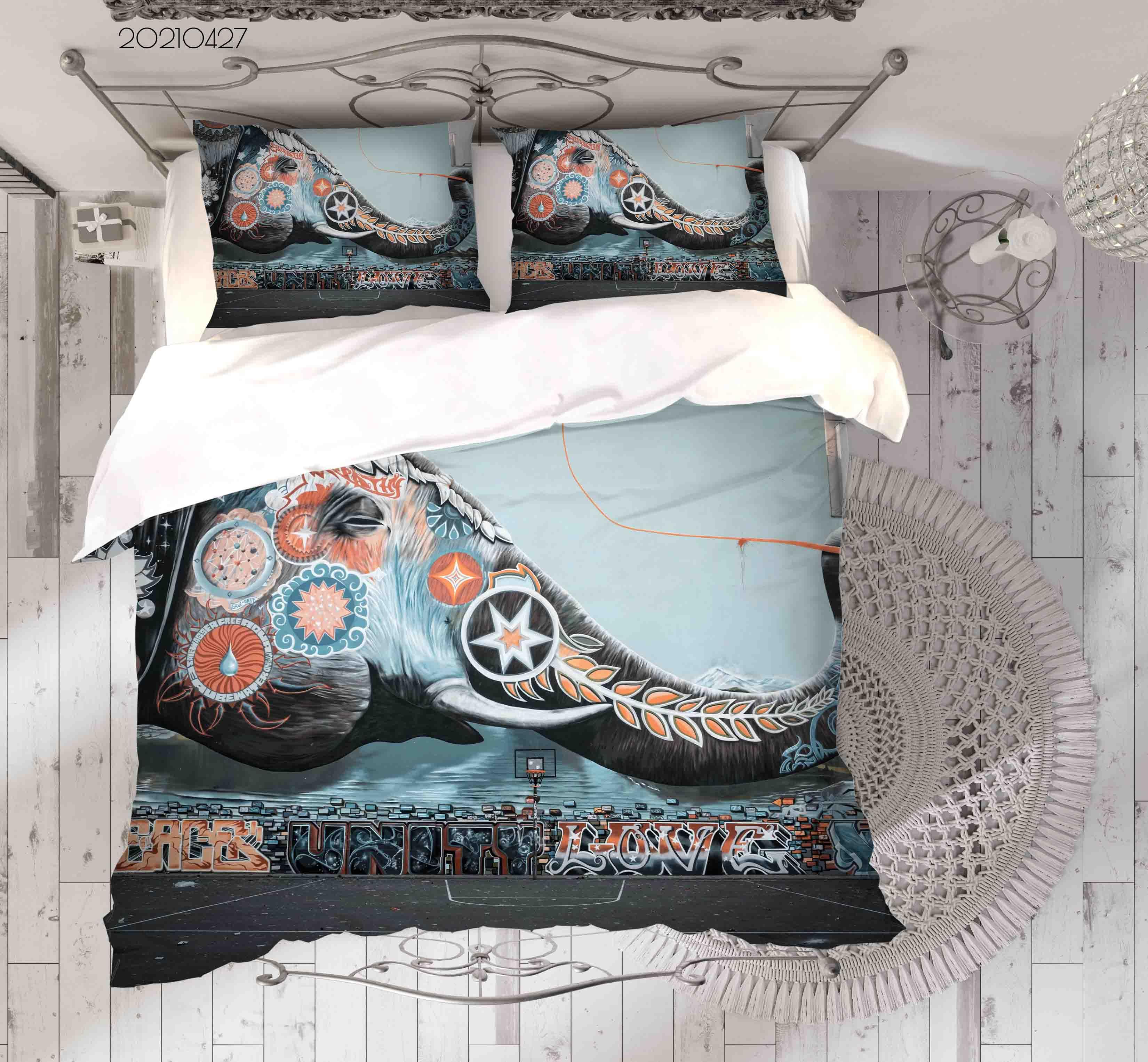 3D Abstract Art Graffiti Quilt Cover Set Bedding Set Duvet Cover Pillowcases 90- Jess Art Decoration