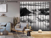 3D Landscape Mountain Peak Cloud Fog Black White Curtains and Drapes GD 4736- Jess Art Decoration