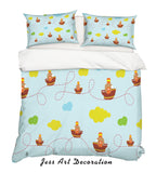 3D Cartoon Boat Cloud Quilt Cover Set Bedding Set Pillowcases 13- Jess Art Decoration