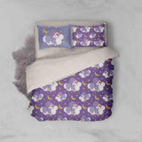 3D Purple Animal Moon Star Clouds Quilt Cover Set Bedding Set Pillowcases 76- Jess Art Decoration