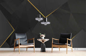 3D Golden Line Black Geometric Wall Mural Wallpaper LXL- Jess Art Decoration