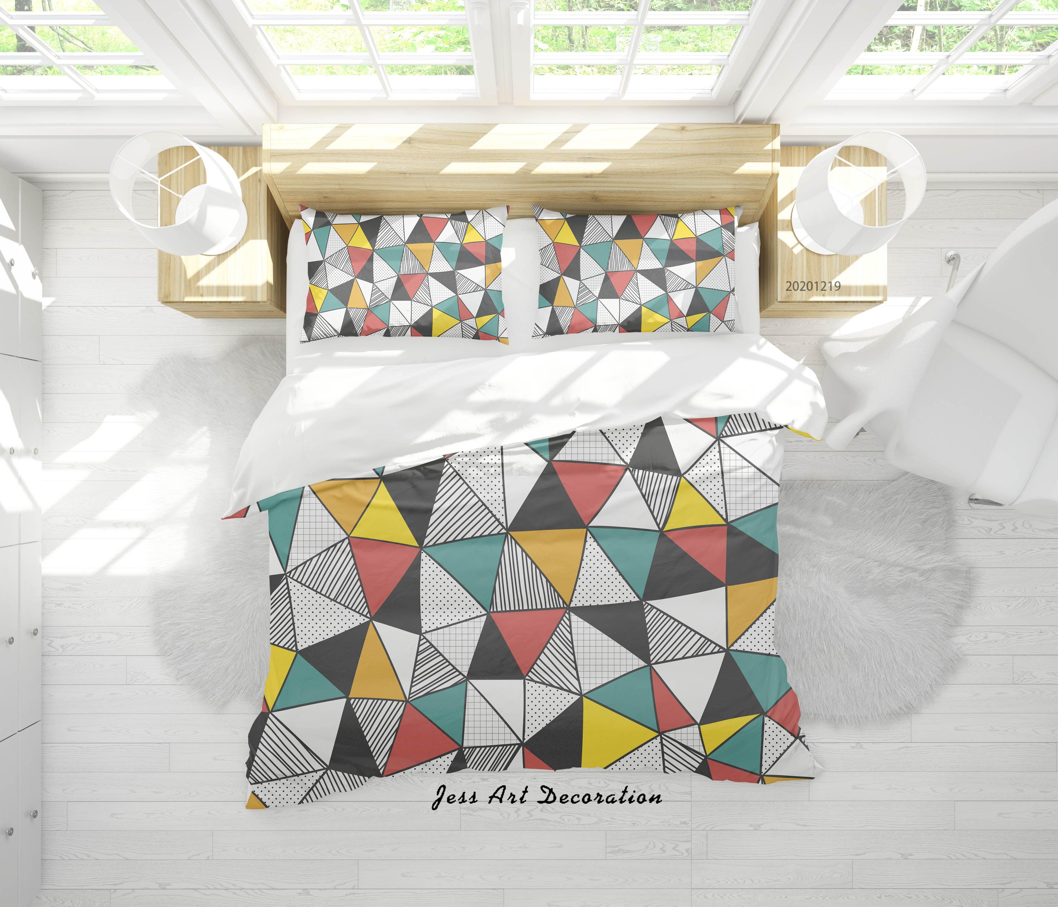 3D Abstract Geometric Pattern Quilt Cover Set Bedding Set Duvet Cover Pillowcases 16- Jess Art Decoration