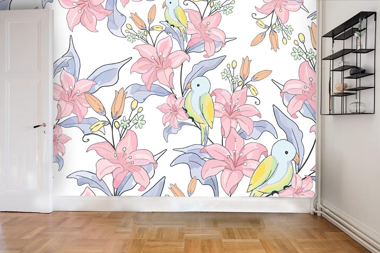 3D Floral Bird Wall Mural Wallpaper 19- Jess Art Decoration