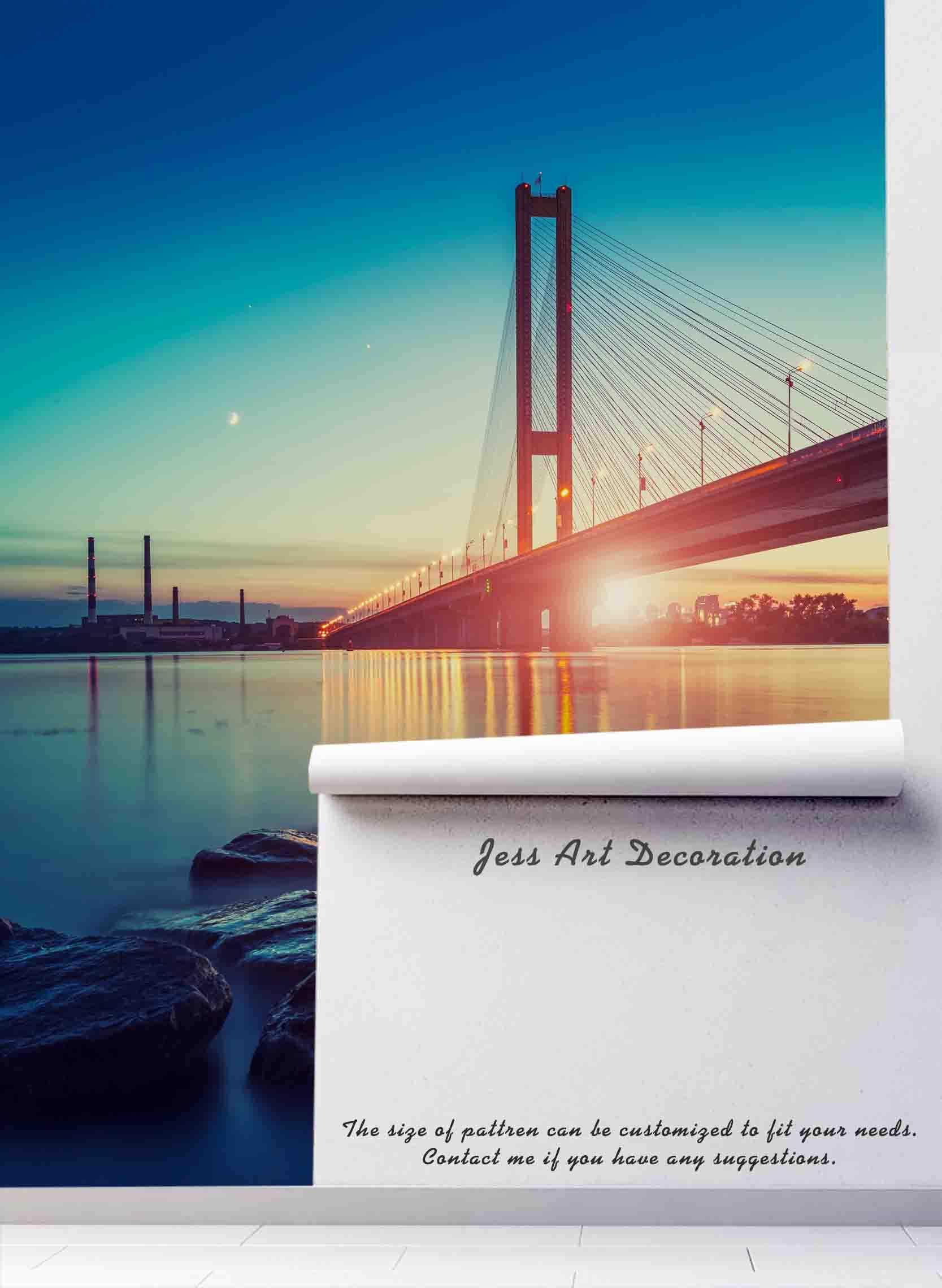 3D Cross Sea Bridge Sunset Wall Mural Wallpaper 98- Jess Art Decoration