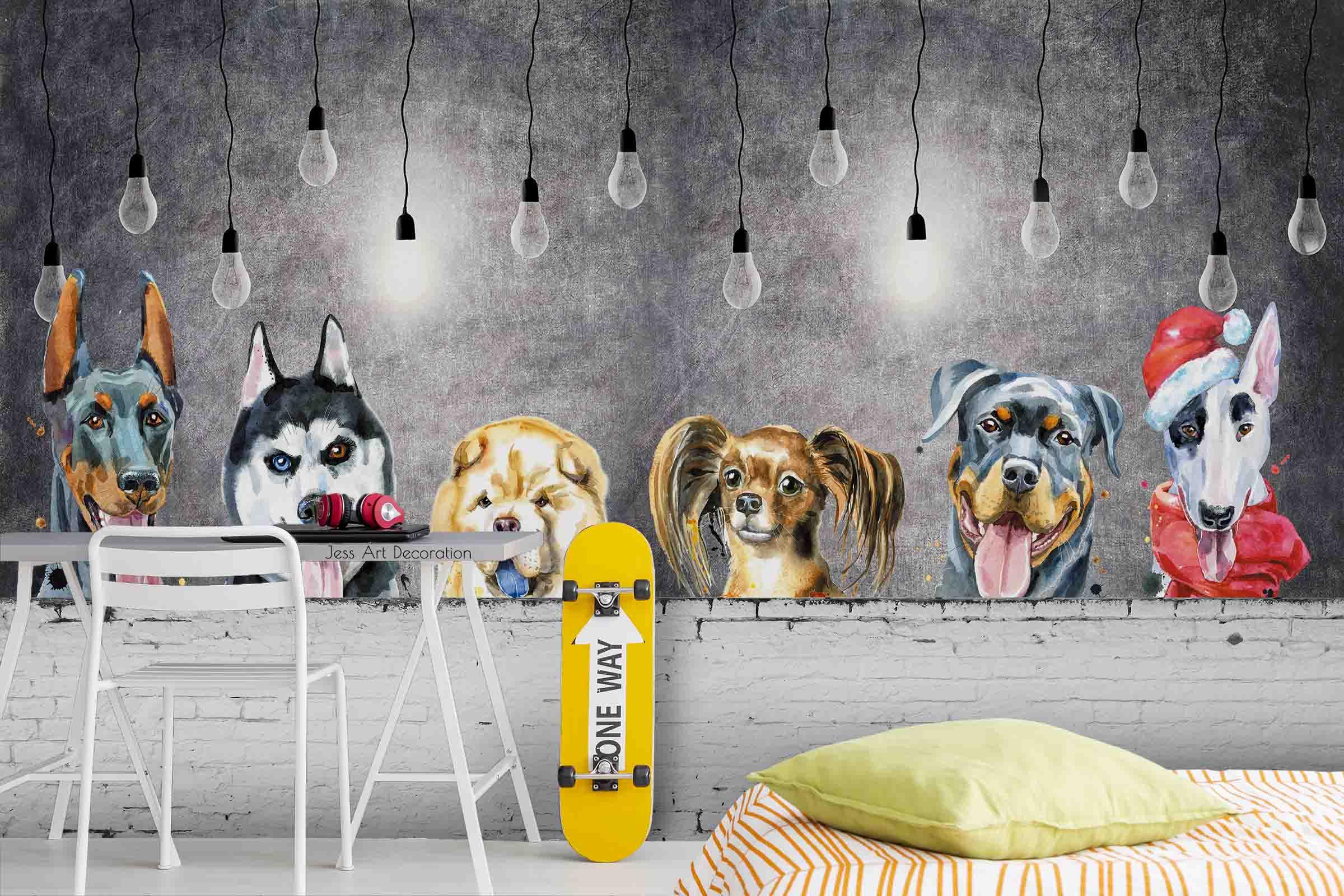 3D Puppy Pattern Wall Mural Wallpaper GD 2720- Jess Art Decoration