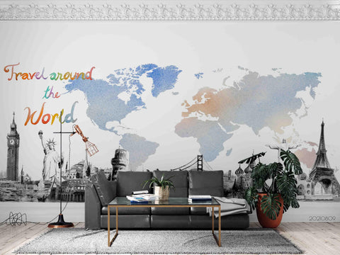3D Hand-painted Abstract Map World Wall Mural Wallpaper SWW4964- Jess Art Decoration