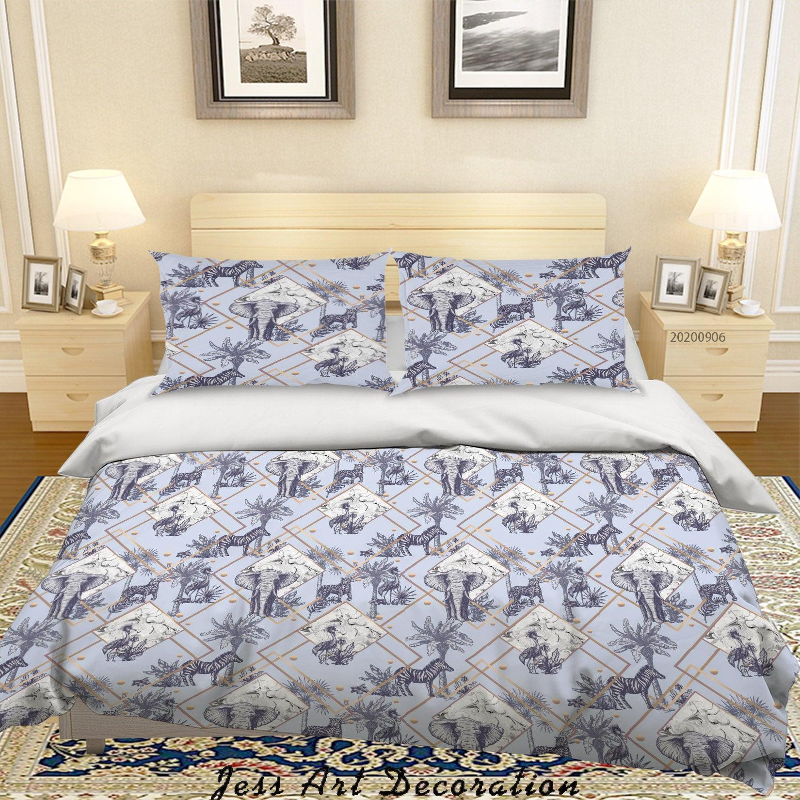 3D Vintage Fresh Leaves Zebra Pattern Quilt Cover Set Bedding Set Duvet Cover Pillowcases WJ 3660- Jess Art Decoration