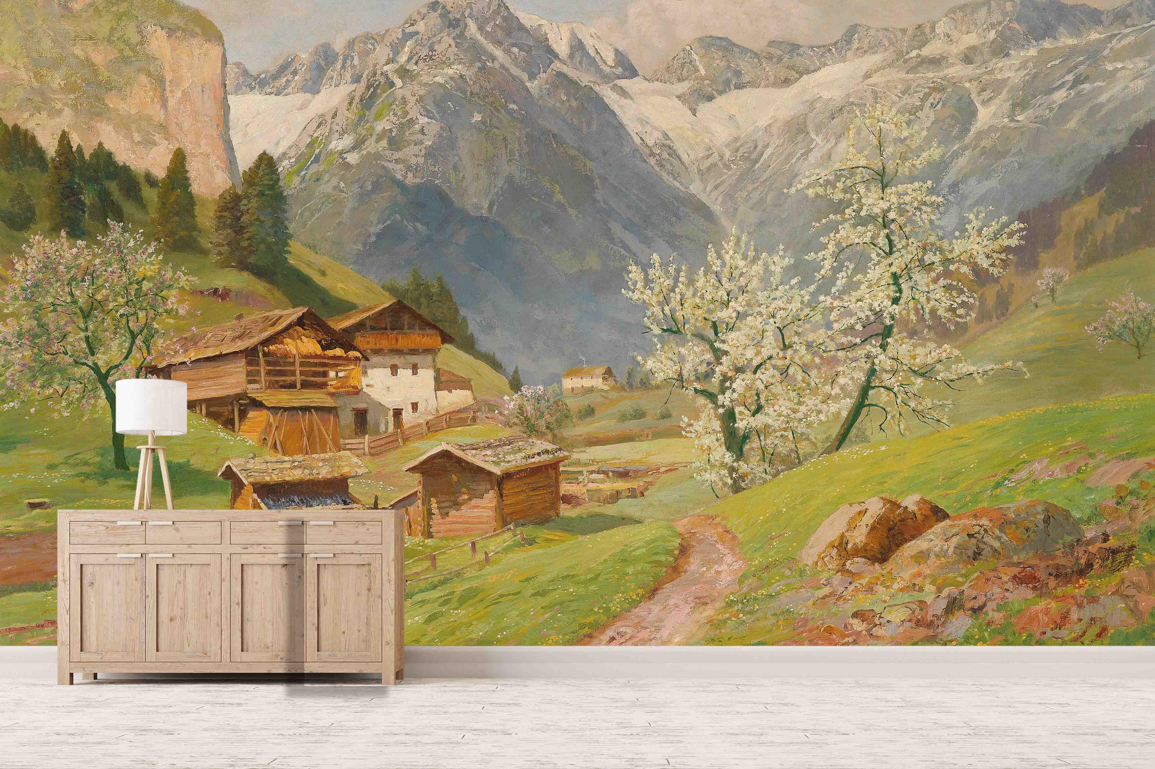 3D Spring Mountains Countryside Oil Painting Wall Mural Wallpaper 59- Jess Art Decoration