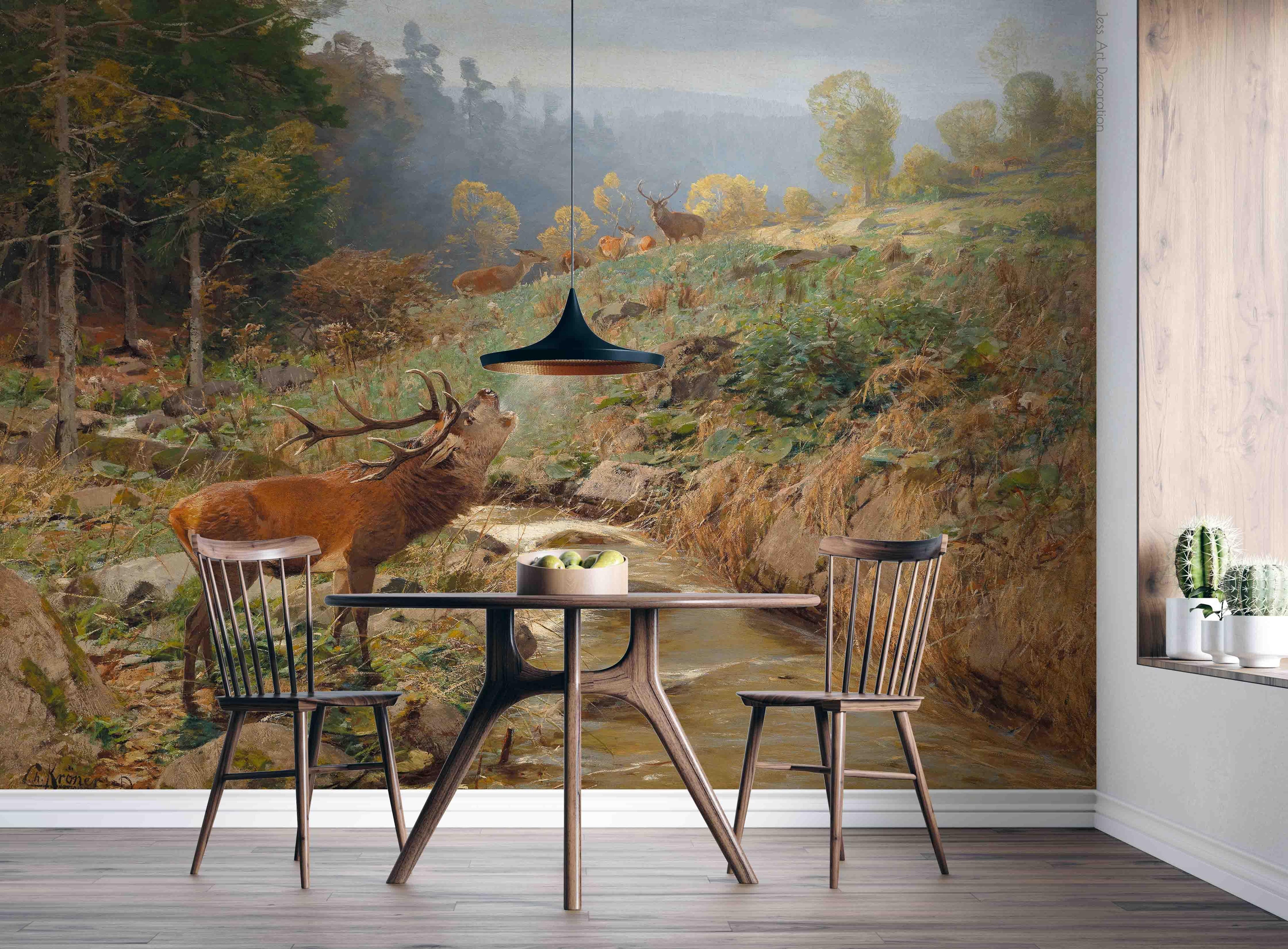 3D Forest Mountain Elk Wall Mural Wallpaper sww  50- Jess Art Decoration