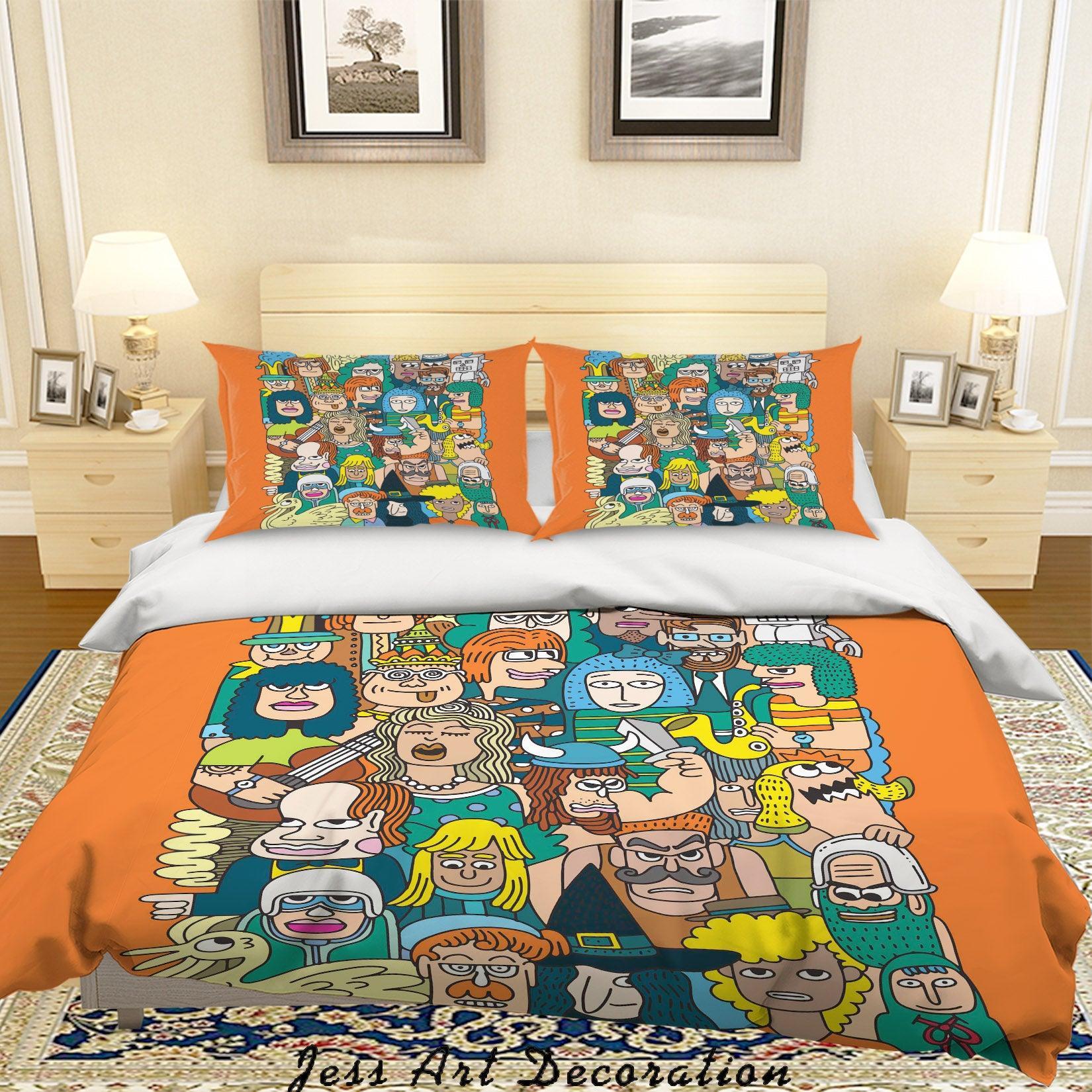3D Graffiti Colorful Figure Quilt Cover Set Bedding Set Duvet Cover Pillowcases LXL- Jess Art Decoration