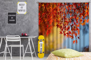 3D Autumn Red Maple Leaf Scenery Curtains and Drapes GD 3398- Jess Art Decoration