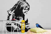 3D Sketch Girl Bird black white sketch girl mural wall mural wallpaper for bedroom