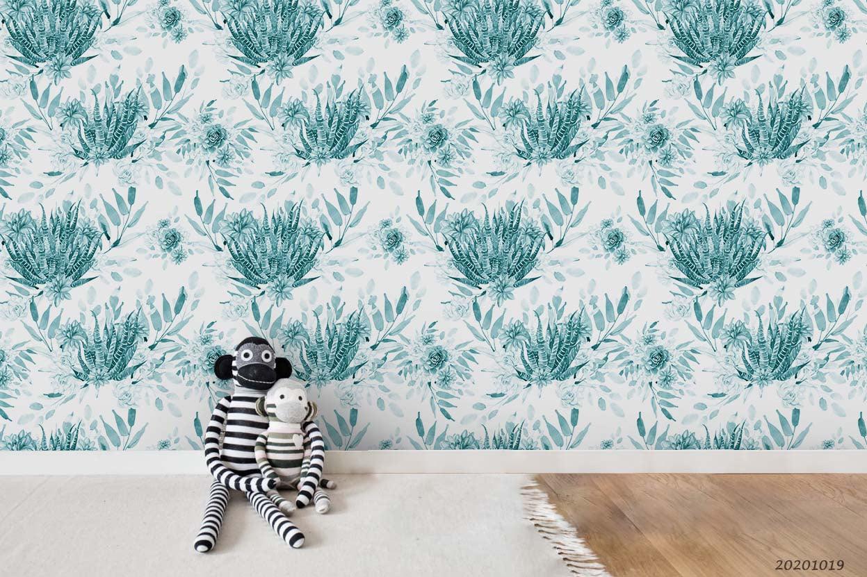 3D Watercolor Pattern Succulents Mural Wallpaper WJ 9493- Jess Art Decoration