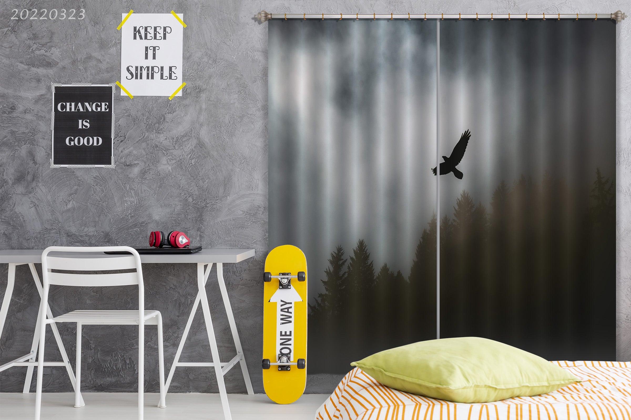 3D Woods Eagle Misty Cloudy Scenery Curtains and Drapes GD 2587- Jess Art Decoration