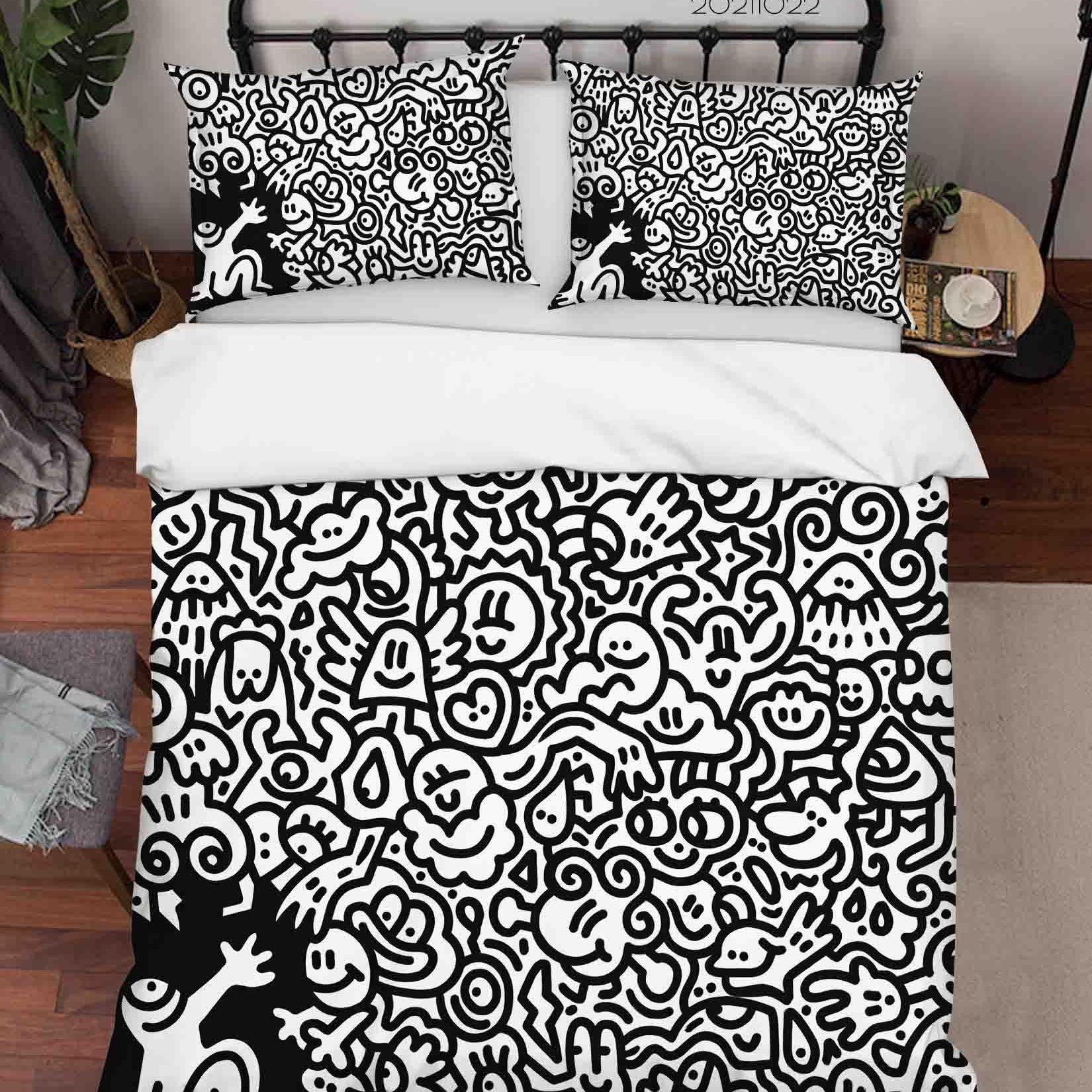 3D Abstract Funny Illustration Graffiti Quilt Cover Set Bedding Set Duvet Cover Pillowcases 52- Jess Art Decoration