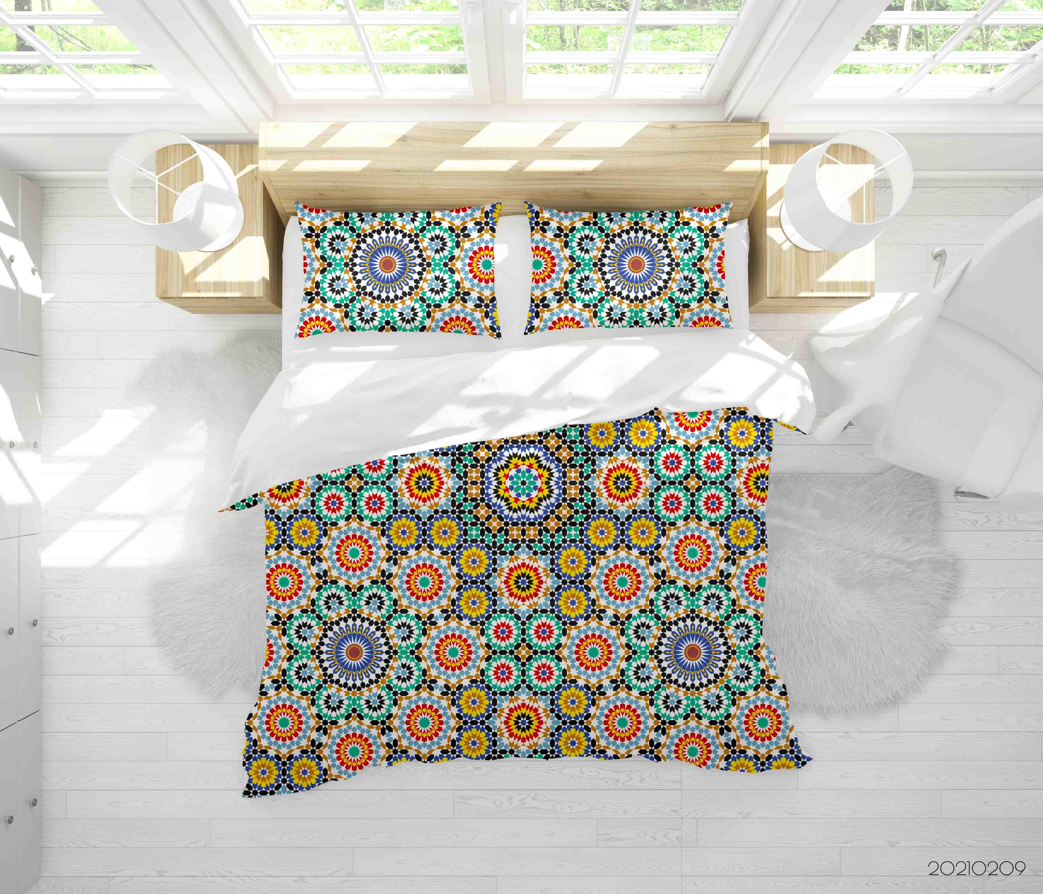 3D Abstract Geometric Floral Quilt Cover Set Bedding Set Duvet Cover Pillowcases 215- Jess Art Decoration