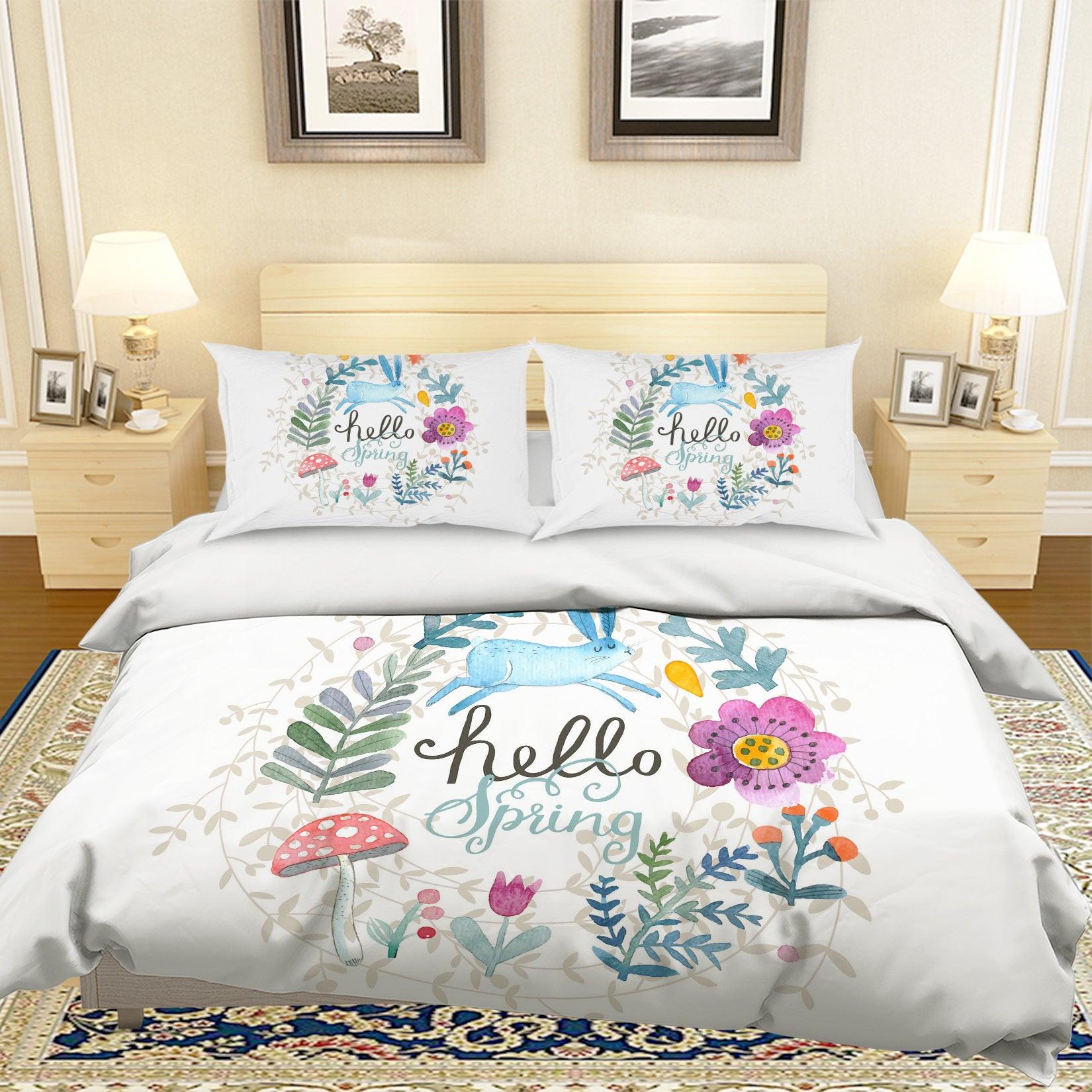 3D Cartoon Rabbit Flower Mushroom Quilt Cover Set Bedding Set Pillowcases 39- Jess Art Decoration