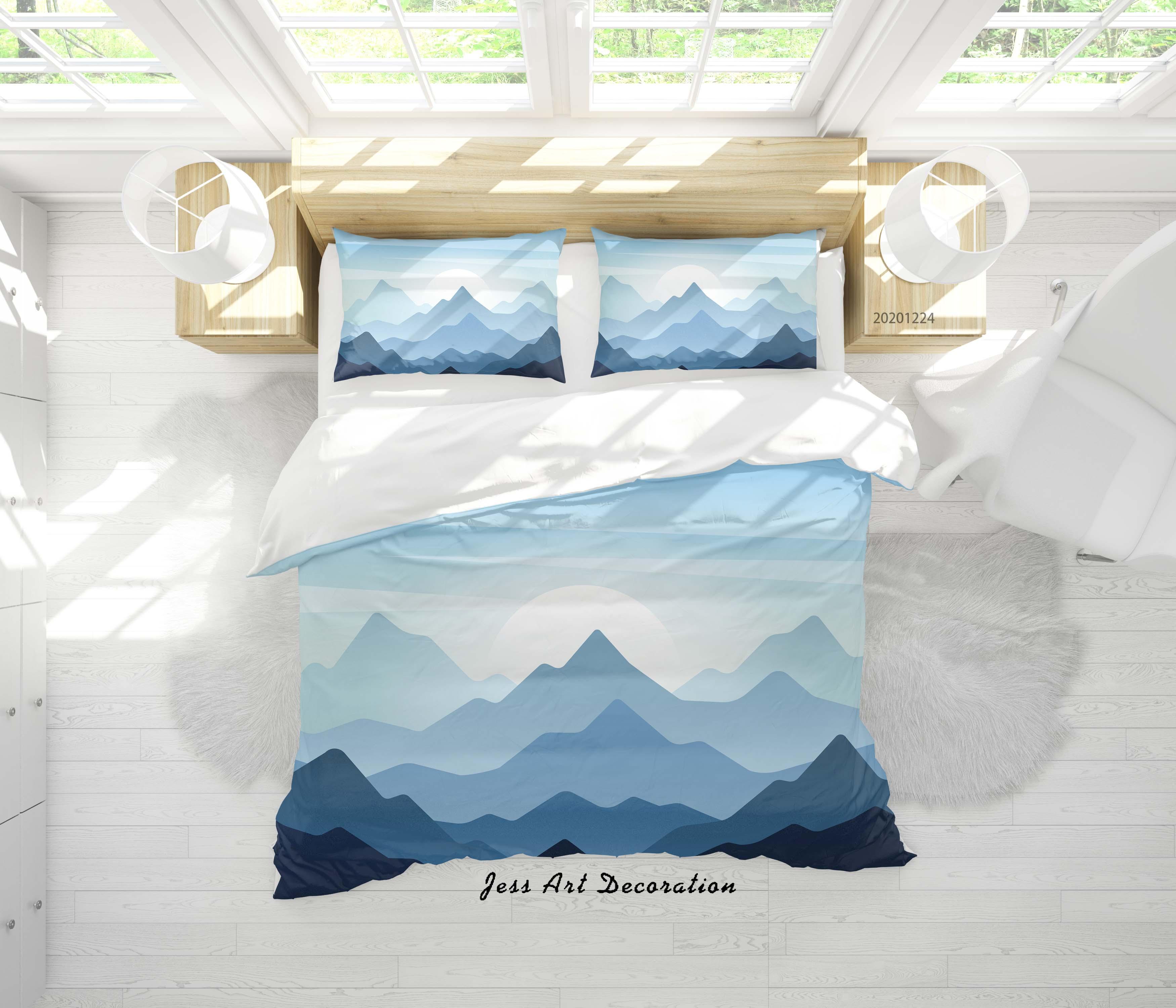 3D Watercolor Blue Mountains Quilt Cover Set Bedding Set Duvet Cover Pillowcases 14 LQH- Jess Art Decoration