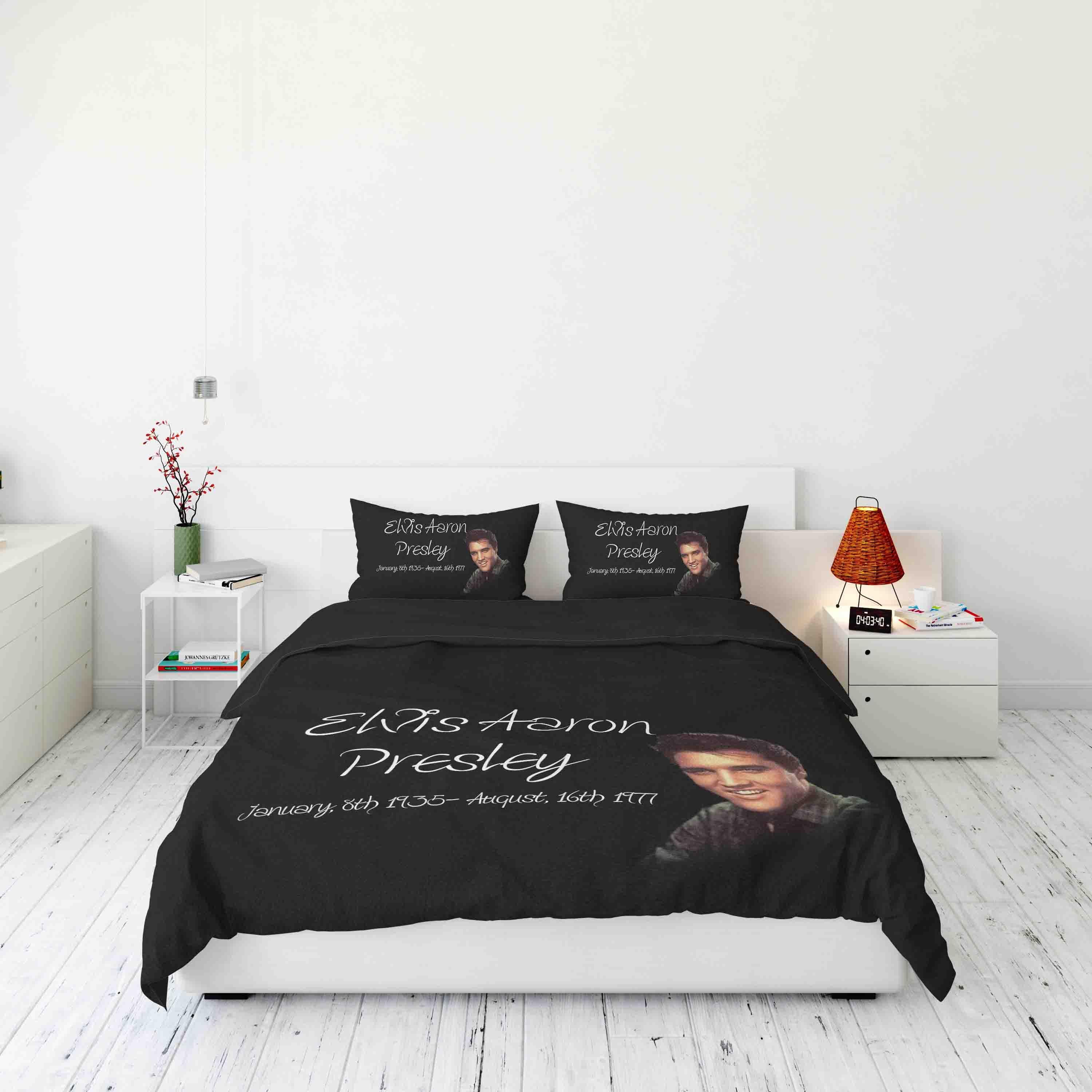 3D Elvis Aron Presley Black Quilt Cover Set Bedding Set Duvet Cover Pillowcases JN 1197- Jess Art Decoration