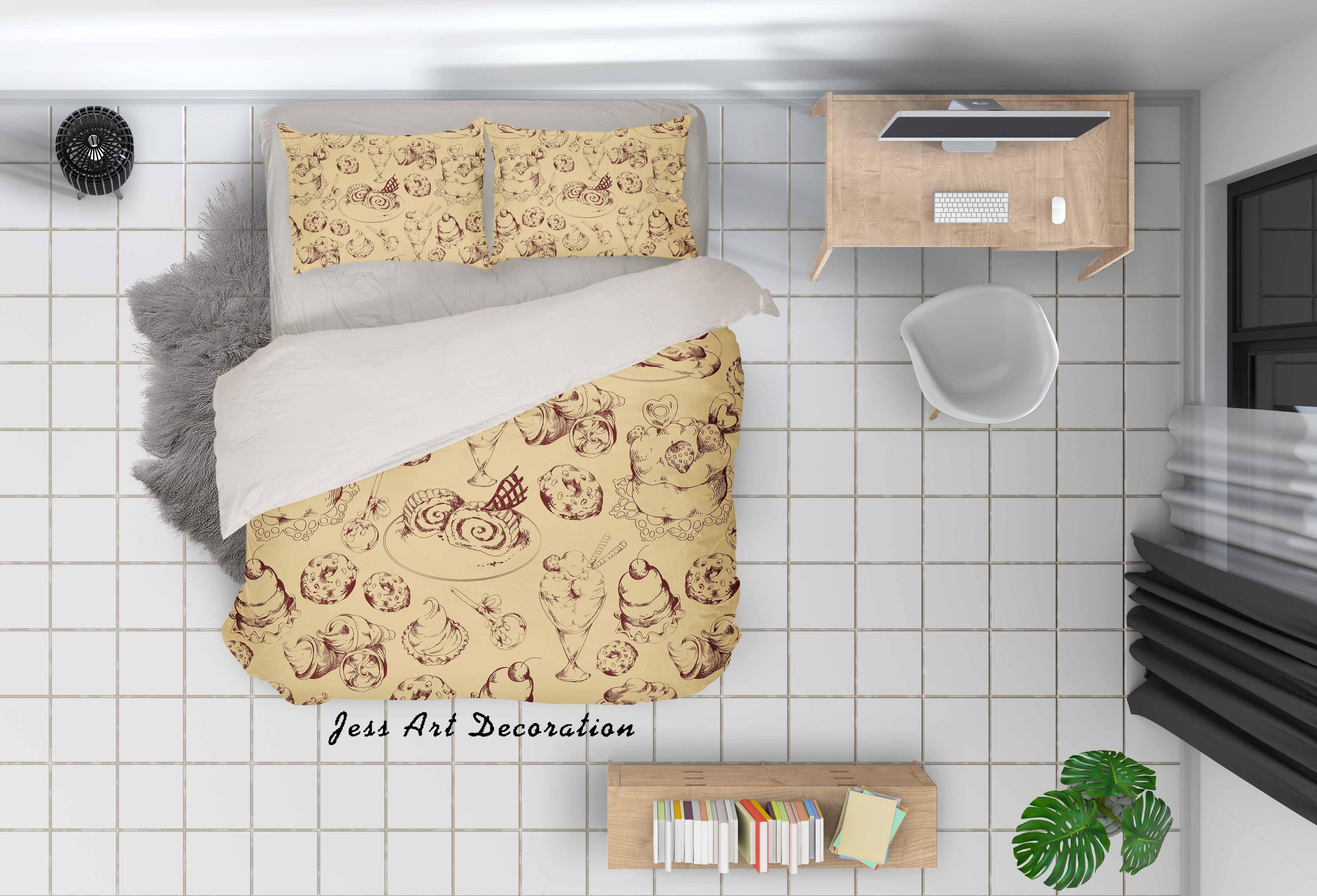 3D Hand Painted Brown Bread Quilt Cover Set Bedding Set Pillowcases 30- Jess Art Decoration