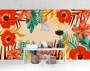 3D Hand Sketching Warm Tones Colorful Floral Wall Mural Wallpaper LXL 507- Jess Art Decoration