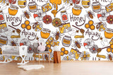 3D bee honey floral wall mural wallpaper 68- Jess Art Decoration