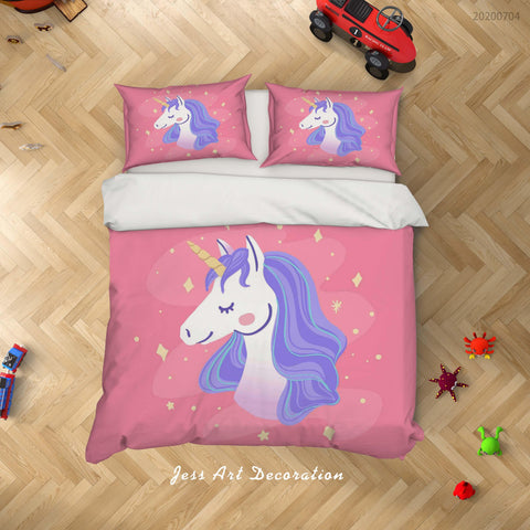 3D Red Unicorn Quilt Cover Set Bedding Set Duvet Cover Pillowcases SF263- Jess Art Decoration