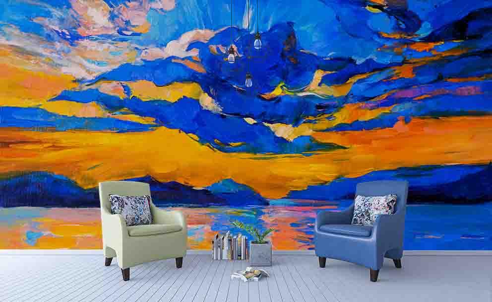3D Blue Sky Oil Painting Wall Mural Wallpaper SF32- Jess Art Decoration