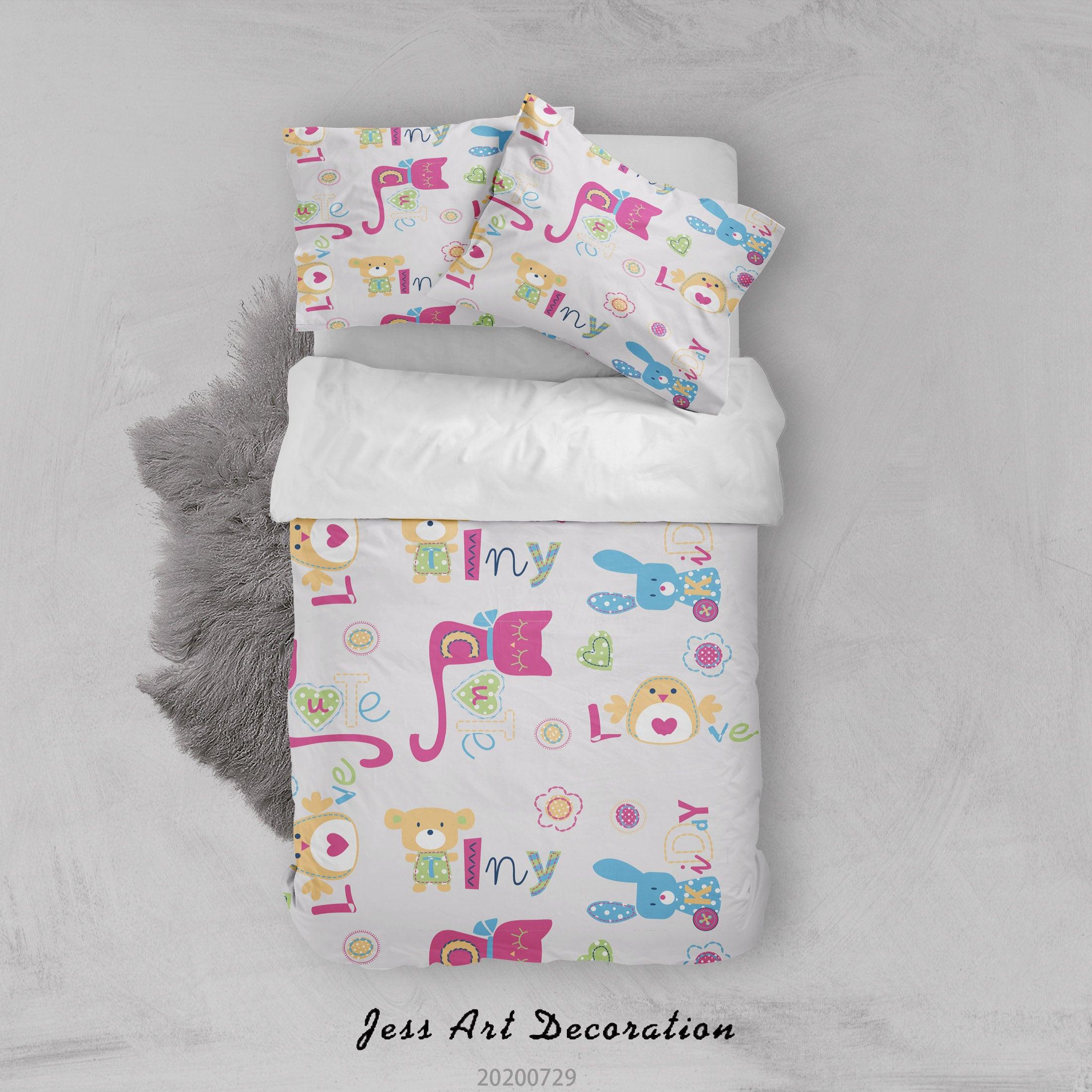 3D Floral Cat Bunny Bird Quilt Cover Set Bedding Set Duvet Cover Pillowcases LXL 96- Jess Art Decoration