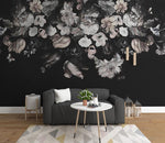 3D Dark Black Flowers Wall Mural 240- Jess Art Decoration