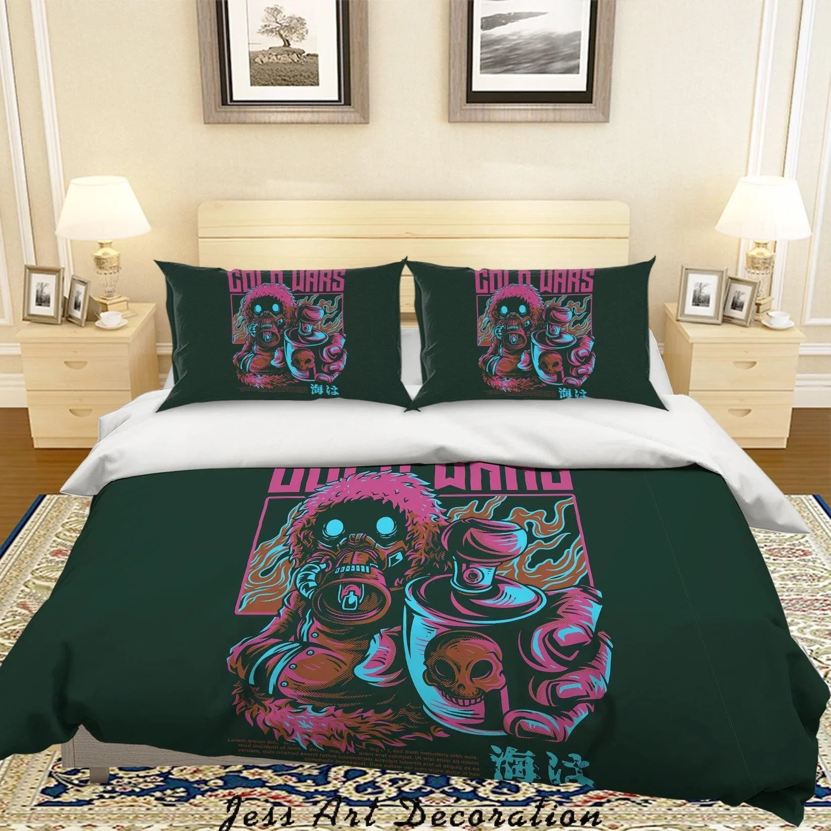 3D Graffiti Rock Figure Quilt Cover Set Bedding Set Duvet Cover Pillowcases LXL- Jess Art Decoration