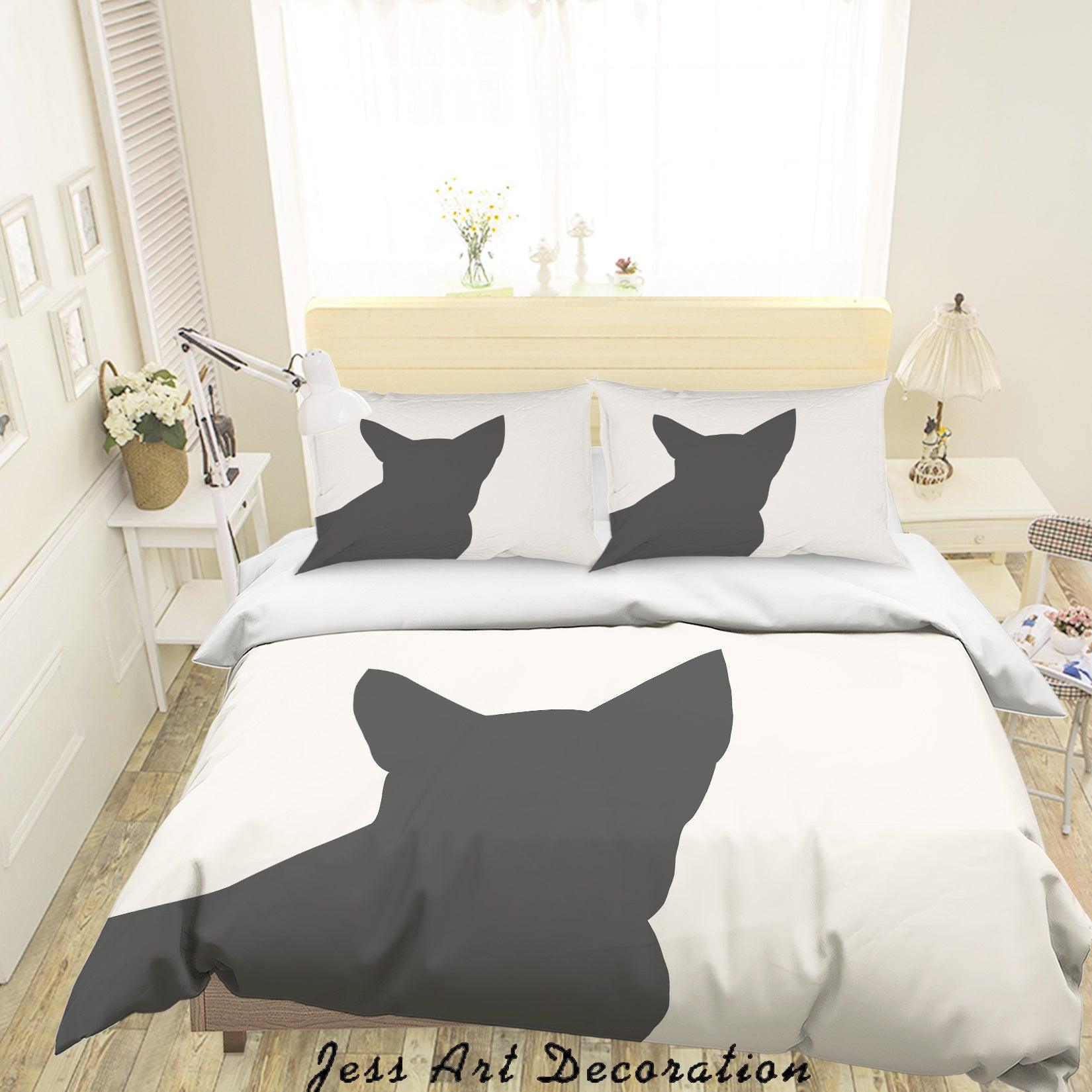 3D White Black Cat Quilt Cover Set Bedding Set Duvet Cover Pillowcases SF17- Jess Art Decoration