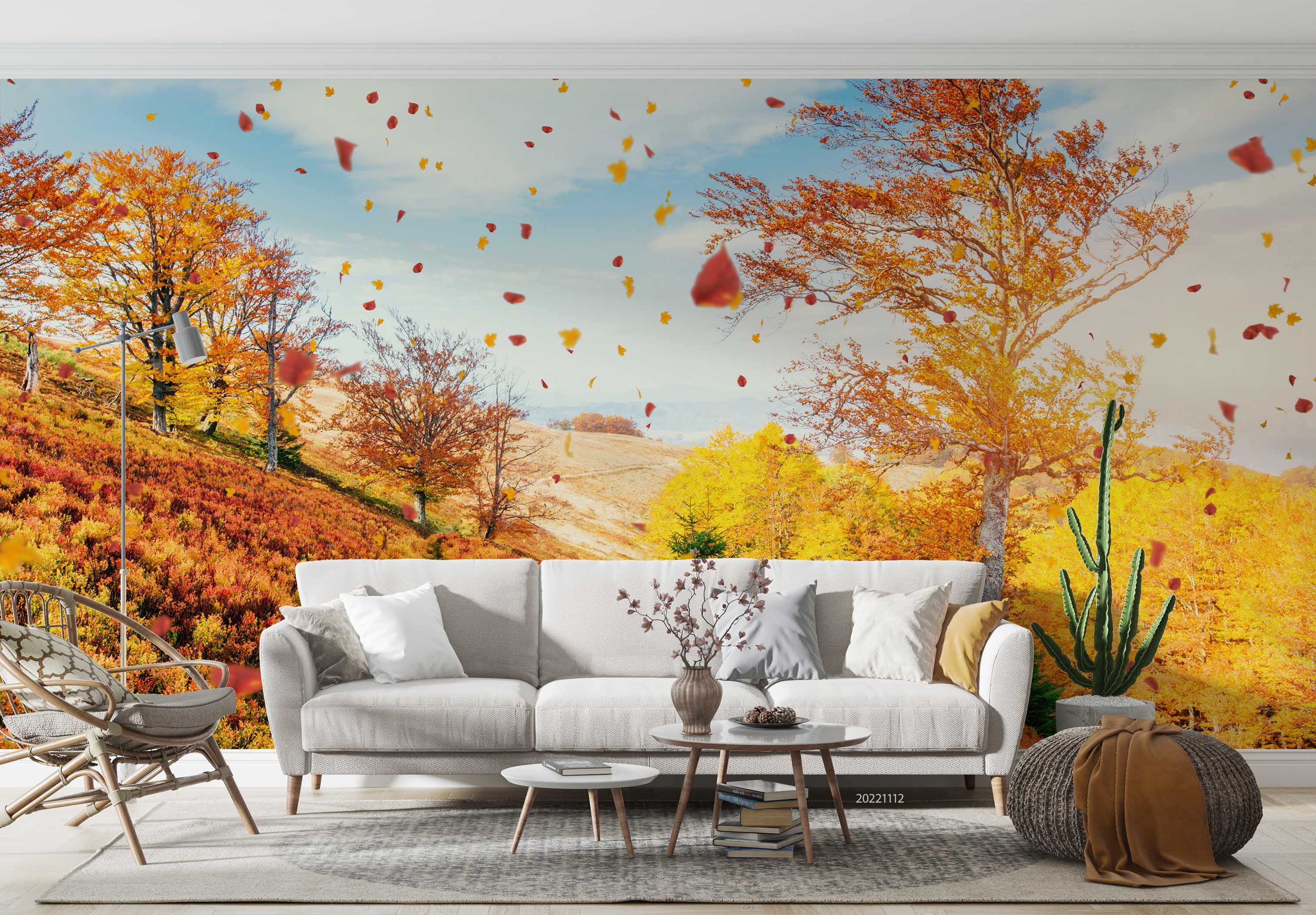 3D Birch Forest Sunny Autumn Season Wall Mural Wallpaper GD 2372- Jess Art Decoration