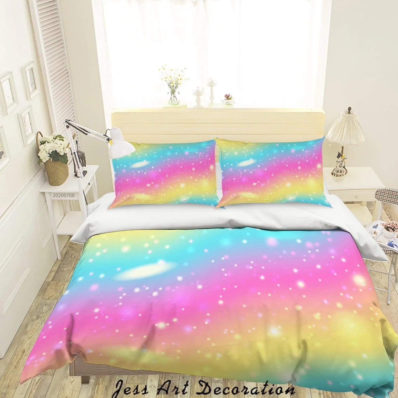 3D Gradient Star Rainbow Quilt Cover Set Bedding Set Duvet Cover Pillowcases SF11- Jess Art Decoration