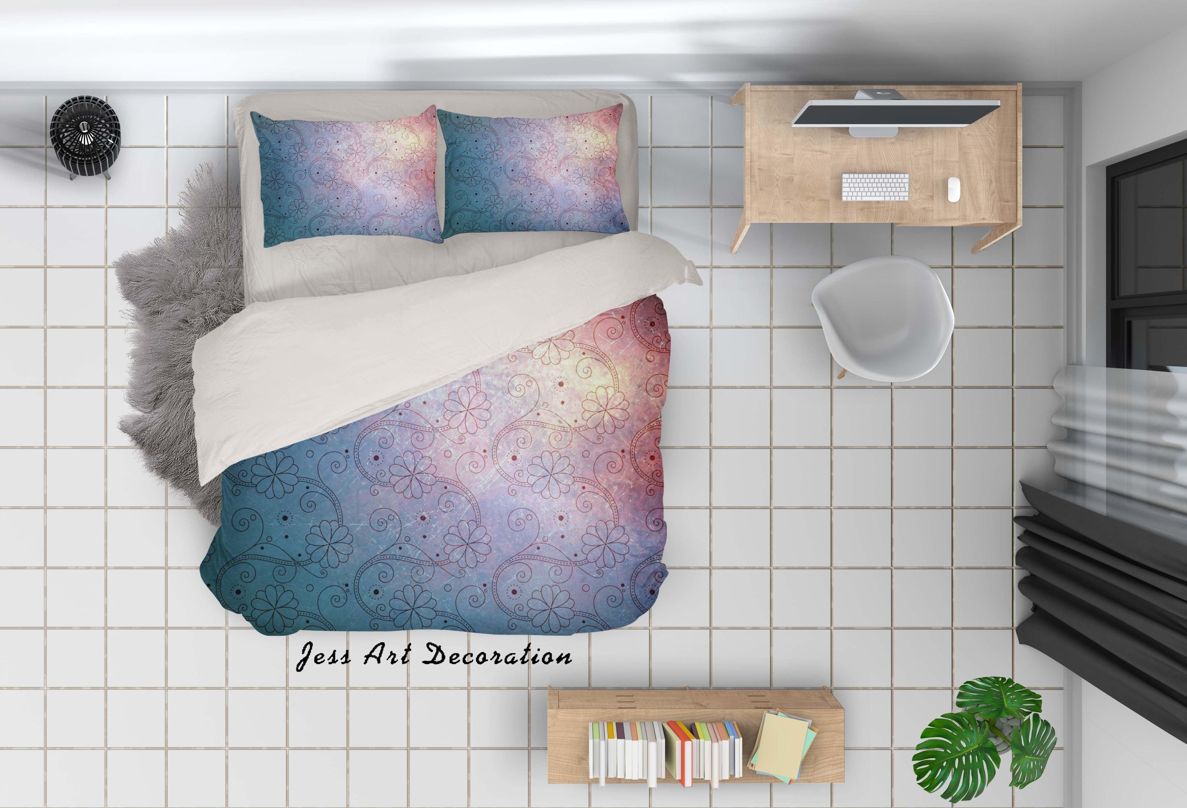 3D Abstract Floral Blue Quilt Cover Set Bedding Set Pillowcases 28- Jess Art Decoration