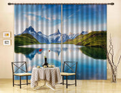 3D Mountain Lake Scenery Curtains and Drapes LQH A387- Jess Art Decoration