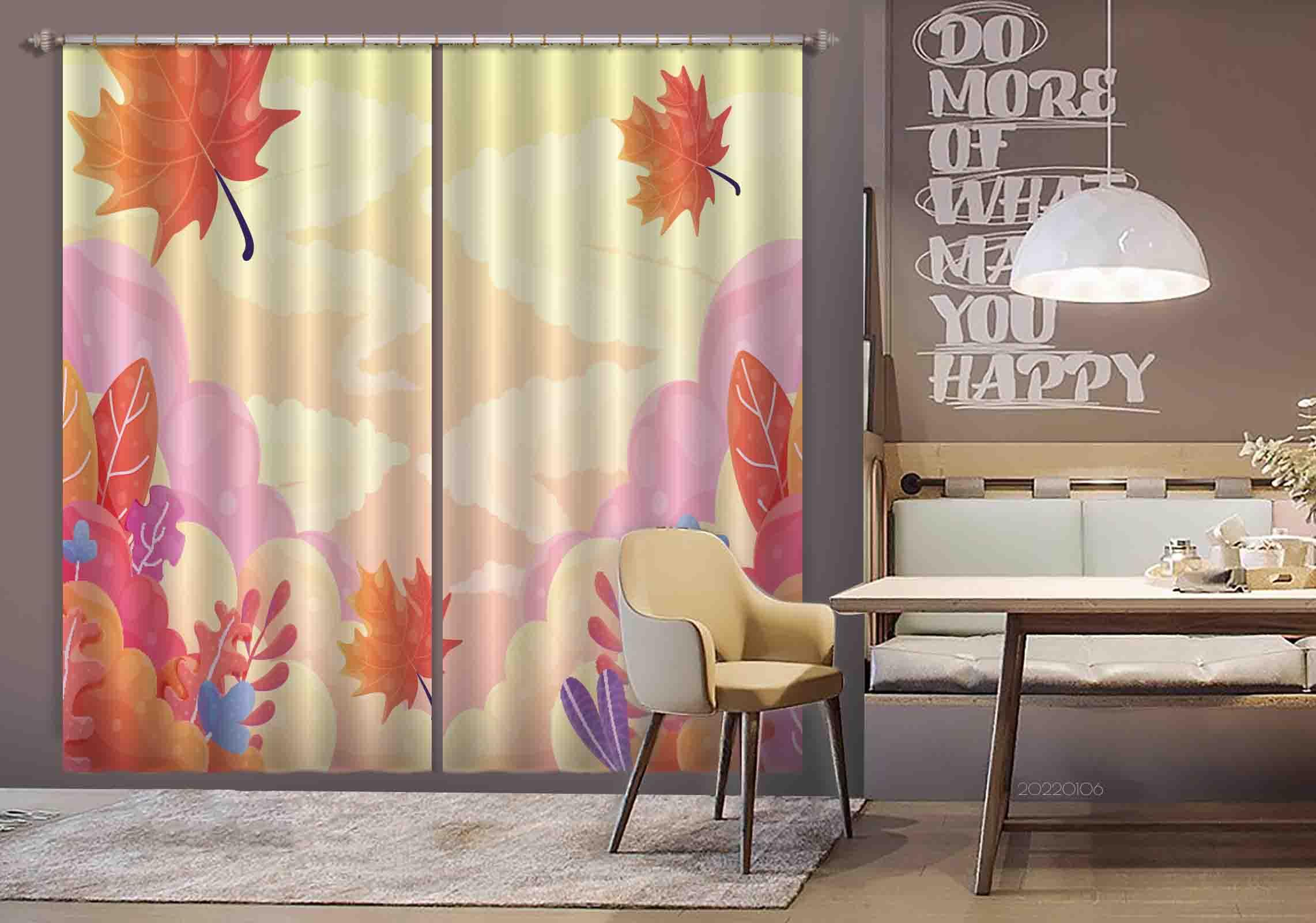 3D Autumn Red Maple Leaf Curtains and Drapes GD 172- Jess Art Decoration