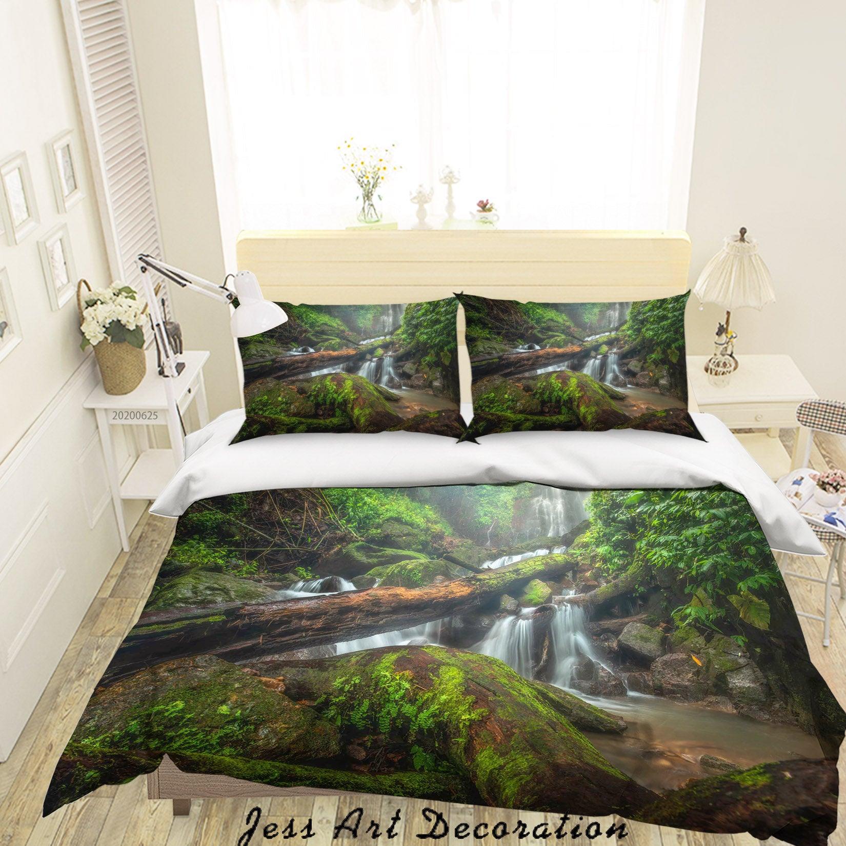 3D Waterfall Forest Quilt Cover Set Bedding Set Duvet Cover Pillowcases SF28- Jess Art Decoration