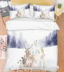3D Snowfield Animals Quilt Cover Set Bedding Set Pillowcases  50- Jess Art Decoration
