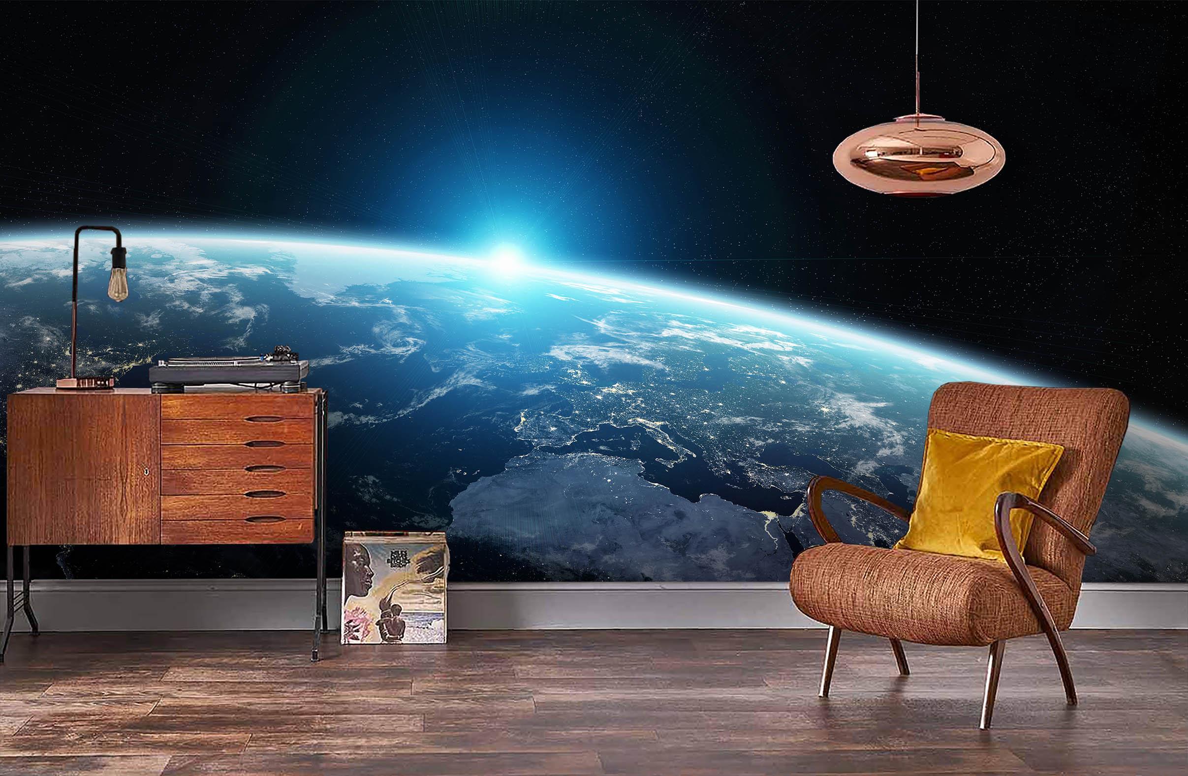 3D Blue Earth Cosmic Sunrise Wall Mural Wallpaper 147- Jess Art Decoration