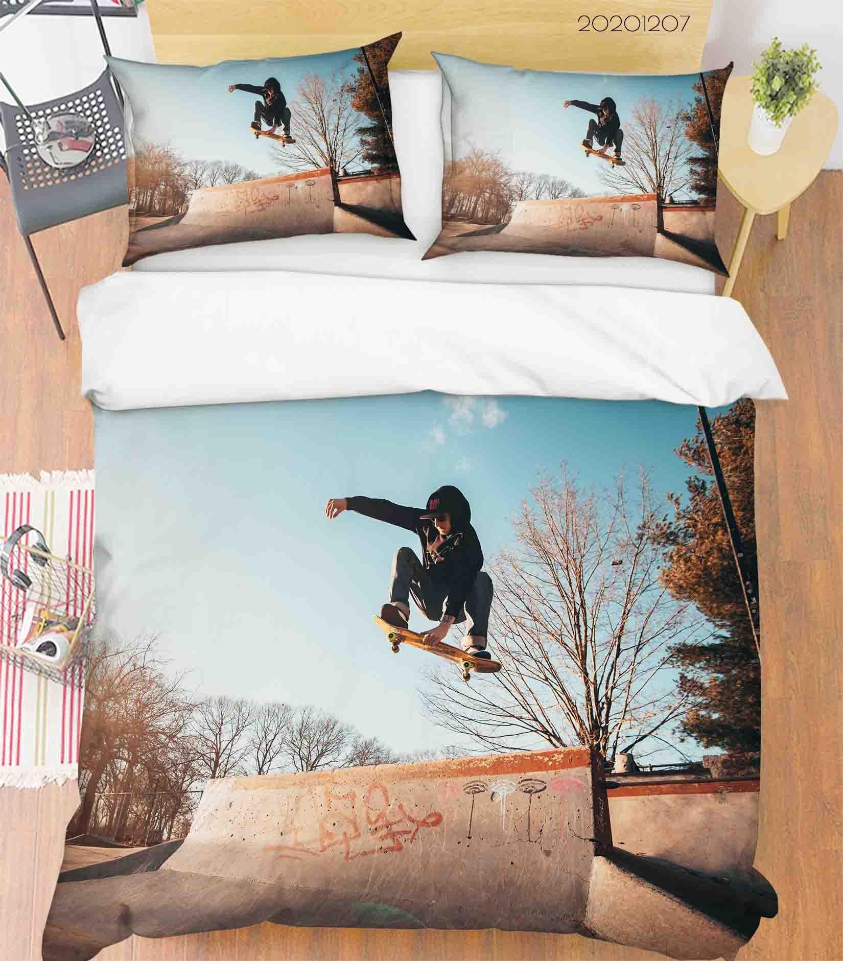 3D Pexels Sports Street Skateboard Player Quilt Cover Set Bedding Set Duvet Cover Pillowcases LXL- Jess Art Decoration