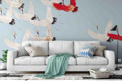 3D white crane wall mural wallpaper 21- Jess Art Decoration