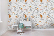 3D Cartoon Rainbow Unicorn Wall Mural Wallpaper SF42- Jess Art Decoration