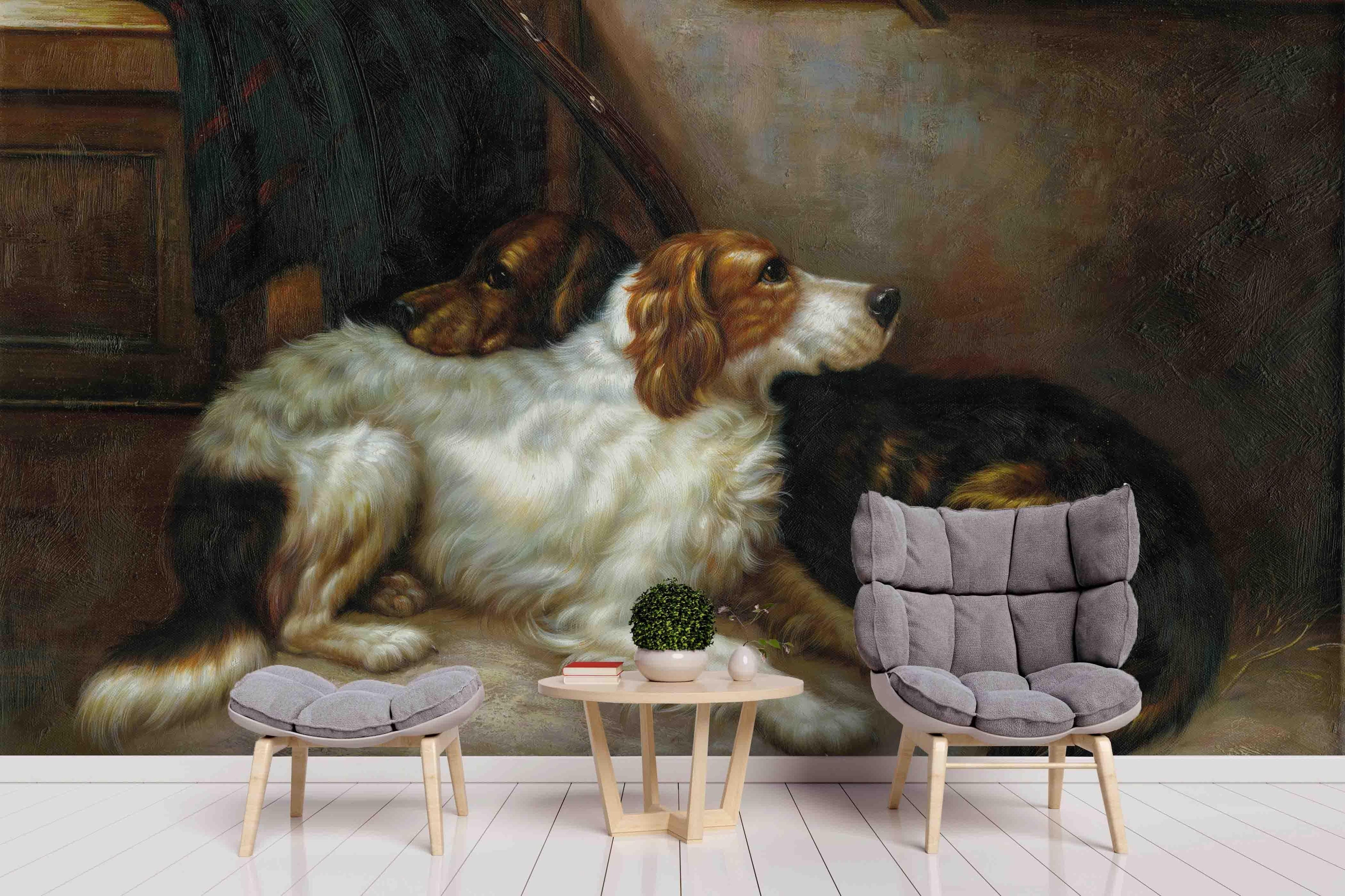 3D White Dog Oil Painting Wall Mural Wallpaper 61- Jess Art Decoration